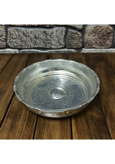 Kalaylı Bakır Hamam Tası 20 Cm Gümüş