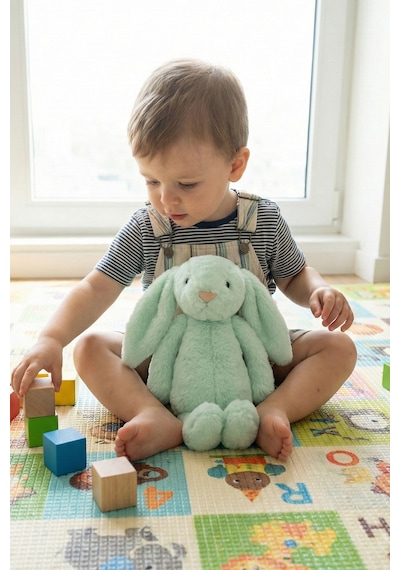 Yumuşacık Peluş Tavşan Hediyelik Bebek Uyku Ve Oyun Arkadaşı 45 Cm Oyuncak Yeşil