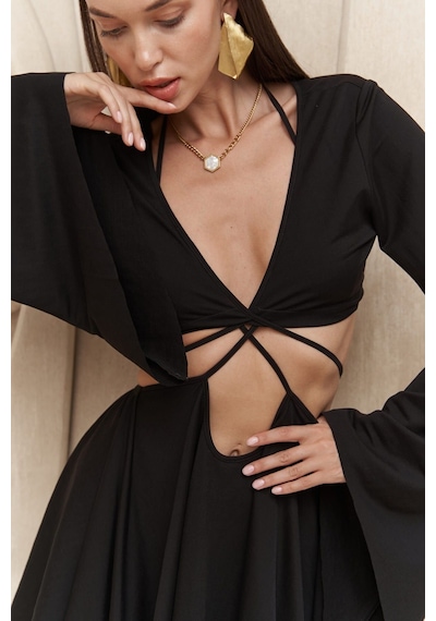 Mai Collection Mai Studios Co. Coachella Siyah Crop Elbise Takım Siyah