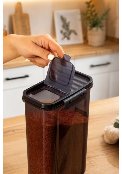 Porsima L-00895 2'li Erzak Saklama Kabı Seti Hava Geçirmez Kapaklı,düzenleyici Mutfak Saklama Kabı,tablet Toz Deterjan Saklama Kabı 2,5 Litre Füme