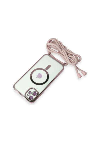Apple İphone 11 Kılıf Divo Lazer Askılı Magsafe Kapak - Pembe