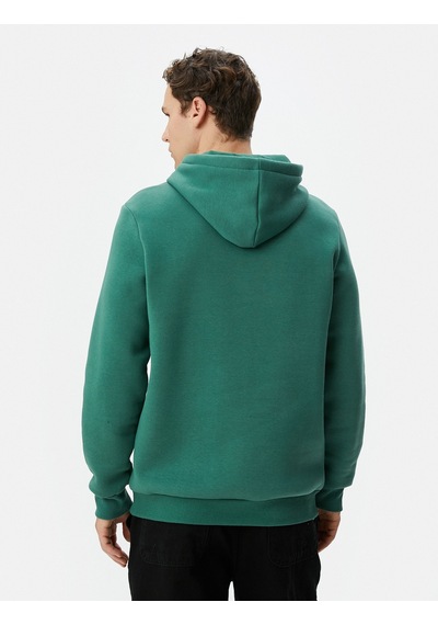 Koton Basic Kapşonlu Sweatshirt Uzun Kollu Ribanalı Yeşil 4sam70001mk Koyu Yeşil