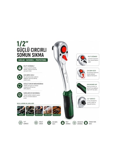 Bosch 1 600 A03 17v 1/2" Cırcır Somun Sıkma Anahtar Kolu- 6'li Paket