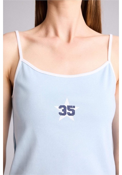 Defacto Regular Fıt Askılı 2li Ribana Pijama Takım H7161ax26smbe196 Mavi-be196