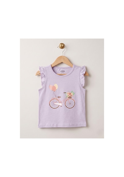 Fuar Baby Kız Çocuk %100 Pamuklu Bisiklet Yaka Fırfır Kollu Tişört 2-6 Yaş Mor Bisiklet Desenli Fuar Baby Kız Çocuk %100 Pamuklu Bisiklet Yaka Fırfır Kollu Tişört 2-6 Yaş Mor Bisiklet Desenli