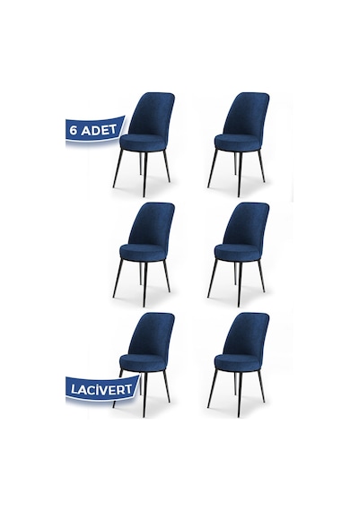 Canisa Concept Dexa Serisi Lacivert Renk 6 Adet Sandalye, Renk Lacivert, Ayaklar Siyah Lajivert
