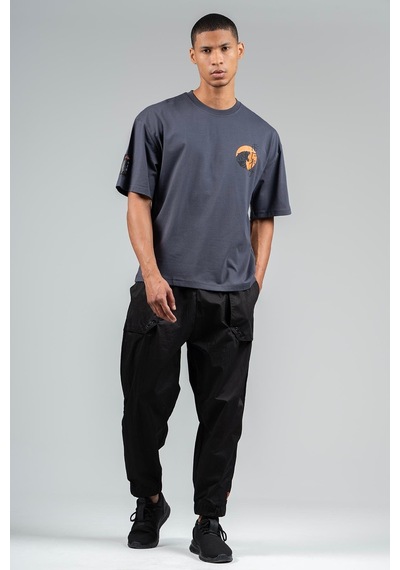 Maraton Sportswear Oversize Erkek Bisiklet Yaka Kısa Kol Basic Antrasit T-shirt 23243-antrasit