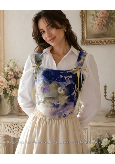 L'aura Corset Mavi Güz Bayan Korse Büstiyer