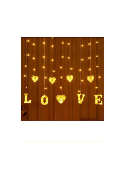 3 Metre Kalp Love Günışığı Sevgililer Günü Hediye Dekoratif Led Işık, Romantik Ortam Aydınlatması Sarı