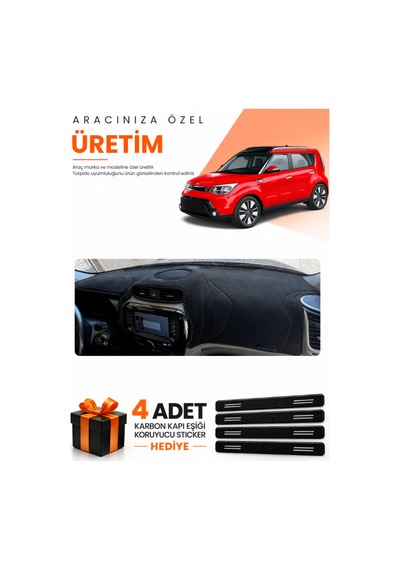 Kia Soul 2014-2019 Uyumlu Torpido Koruma Örtüsü Oto Kılıfı - Siyah