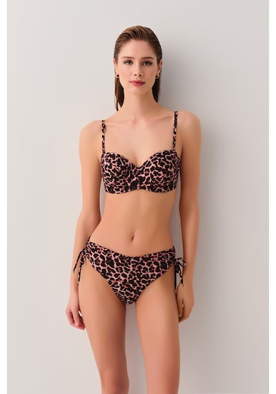 Suwen Leopard Diana Straplez Bikini Üst Sb25565543543 Leopar Desenli