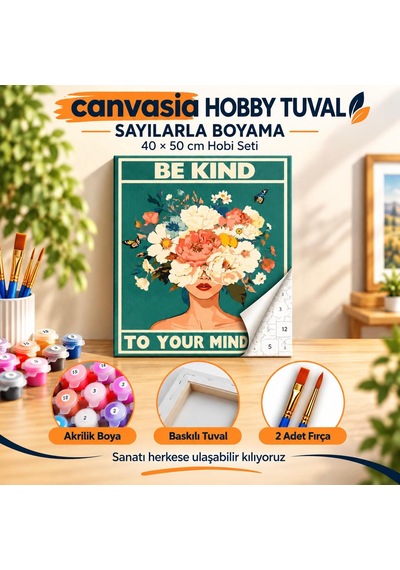Sayılarla Boyama Numaralı Tuval Seti Boya Fırça Dahil 40x50 Cm Zihnin Baharı