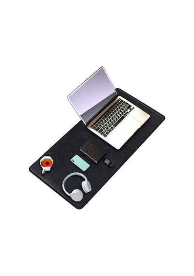Deri Mouse Pad Dikişli Kenar Kaymaz Taban Büyük Boy Pürüzsüz Yüzey Çift Yönlü Kullanım Masa Matı Sümen 90x40 Cm