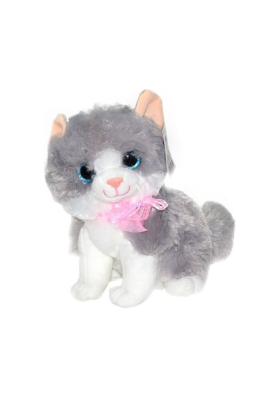 Sevimli Miyavlayan Sesli Peluş Kedi 30 Cm Beyaz