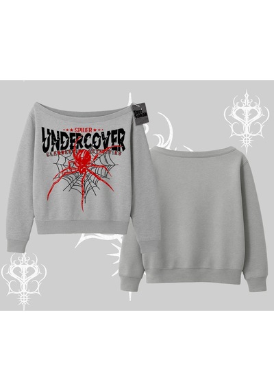 Startmore Beyaz Kayık Yaka Sweatshirt Spider Undercover Gri