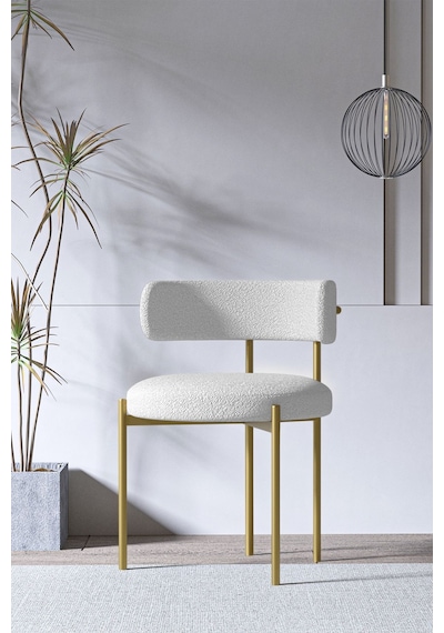 Avvio West Beyaz Ptt Ayak 80x140 Yemek Masası Mutfak Masası Masa Sandalye Takımı Kadife Kumaş Akça