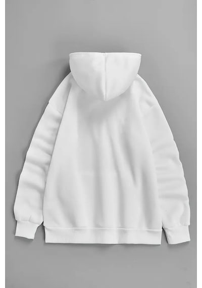 Unisex Beyaz Kapüşonlu Sweatshirt Miami Florida ,baskılı Şardonlu Kalın Kumaş Beyaz