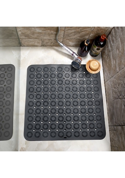 İsgstore Kare Masajlı Silikon Banyo & Duş Kaydırmazı Antrasit 2 Adet Antrasit