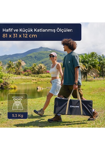 Kingcamp Granite Premium 80x60 Katlanır Lux Kamp Masası Ahşap - Kahverengi