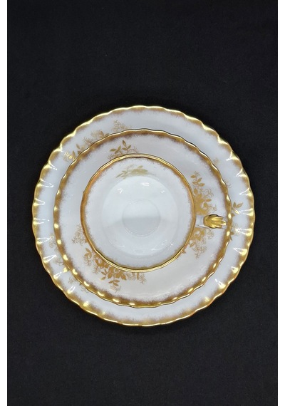 Antoinette Bone China Porselen Duble Kahve Fincanı Ve Tabakları 3 Parça 120 Ml Altın