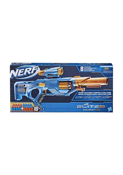 Hasbro Nerf Elite 2.0 Eaglepoint Rd-8 Atıcı 8 Dart Tamburu, Çıkarılabilir Nişan Dürbünü Ve Namlu, 16 Nerf Dart,