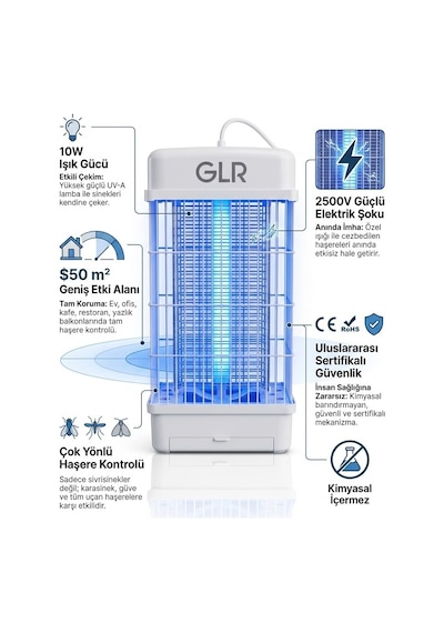 Glr Rt-10w Elektrikli Sinek Öldürücü Lamba 10w 2500v Yüksek Voltaj
