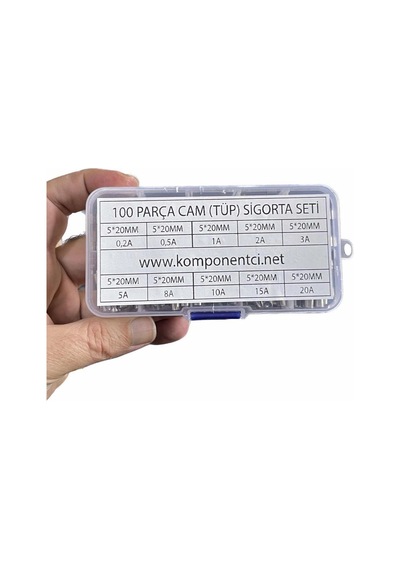100 Parça 5x20mm Cam Sigorta Tüp Sigorta Seti Plastik Kutulu Diğer