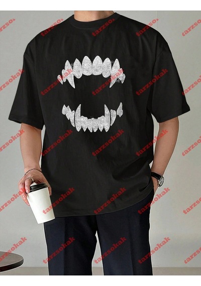 Startmore Unisex Teeth Tshirt Beyaz Siyah