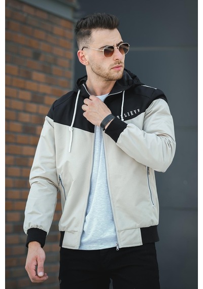 Oksit Believe Baskılı Suya Dayanaklı Slim Fit Erkek Mevsimlik Mont Yağmurluk 001
