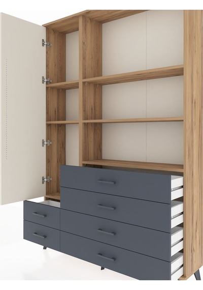 Arges Dolap 7 Raflı 6 Çekmeceli Tek Kapaklı 132x30x195 Çam-aytaşı/antrasit Aytası/antrasıt Arges Dolap 7 Raflı 6 Çekmeceli Tek Kapaklı 132x30x195 Çam-aytaşı/antrasit Aytası/antrasıt