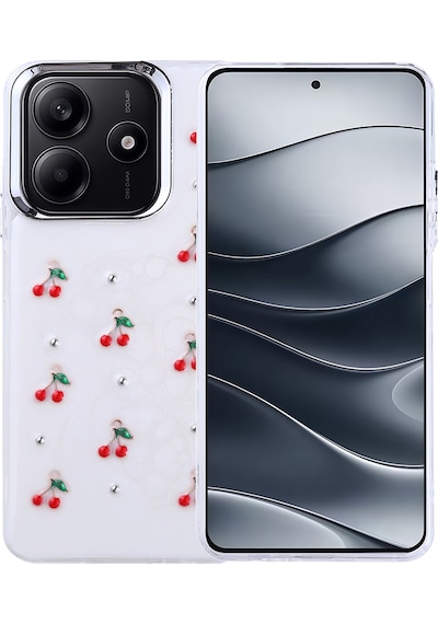 Nihcase Xiaomi Redmi Note 14 4g Kılıf Kutup Simli Desenli Kiraz Kapak