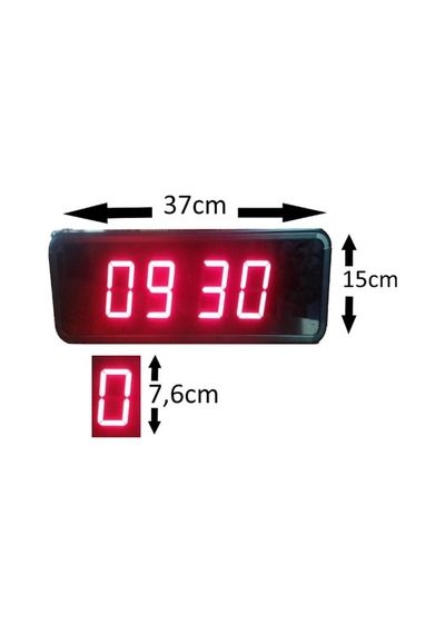 Çift Taraflı Dijital Led Duvar Ve Masa Saati - Kırmızı Kasa Ölçüleri: 16x40 Cm