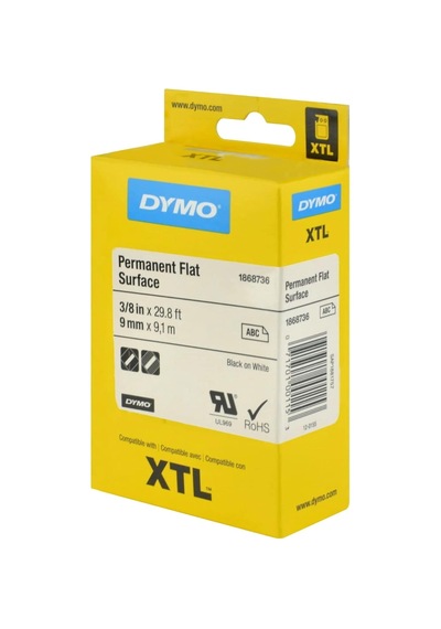 Dymo Xtl, Sabit Polyester Düz Yüzey 9 Mm X 9,1 Mt , Beyaz/siyah Diğer