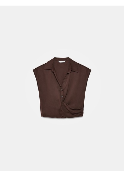 Dilvin 50543 %100 Lyocell Kruvaze Bluz-kahve