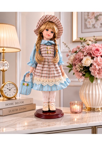 Premium 35 Cm Elbiseli Porselen Bebek Biblosu Dekoratif Vintage Kız Biblo Ev Salon Dekoru -