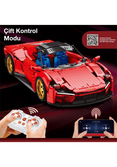 Reobrix Technic 11025-d Ferrari Daytona Sp3 Araba Kumanda&motorlu Yapı Blok Seti Building Blocks-1958parça