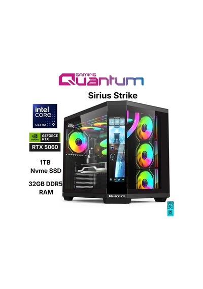 Quantum Gaming SIRIUS STRIKE Ultra 9 285K 32 GB 1 TB NVMe SSD 8 GB RTX5060 Free Dos Masaüstü Oyuncu Bilgisayarı