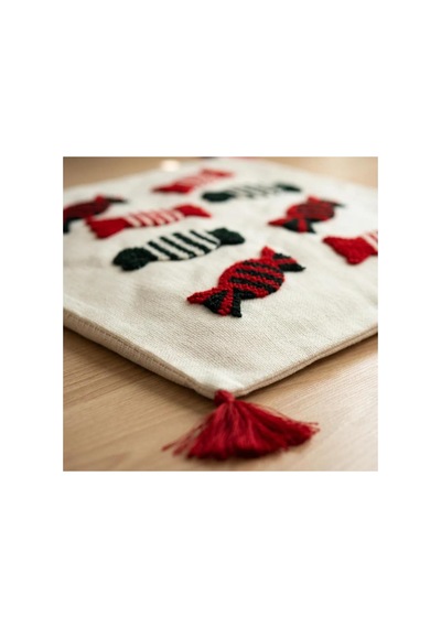 Premium Punch Nakış Kırlent 40 Cm X 40 Cm - 1 Adet Açık Altın