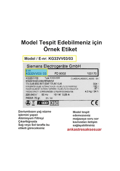 Dwk65ad20r/05 Davlumbaz Aspiratör Filtresi Bacasız Kullanım İçin Aktif Karbon Filtre
