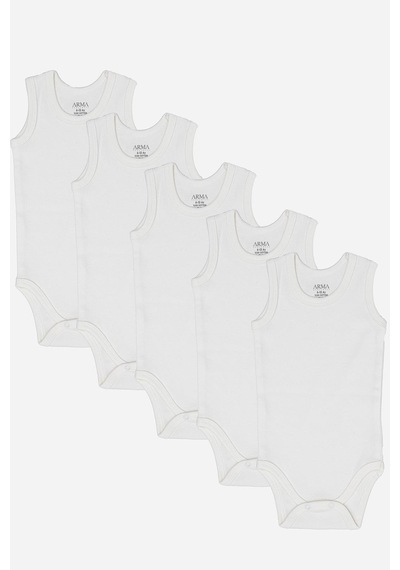 Arma Yıldız %100 Organik Pamuklu Beyaz Bebek Atlet Çıtçıtlı Zıbın Body 5'li Paket Beyaz