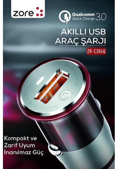 Ardemix Zr-c304q Micro Araç Şarj Seti - Siyah Siyah