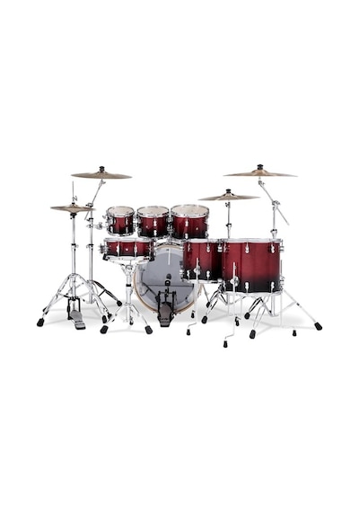 Pdp Drums Concept Maple 7 Parça 22" Akustik Davul Red To Black Sparkle Fade