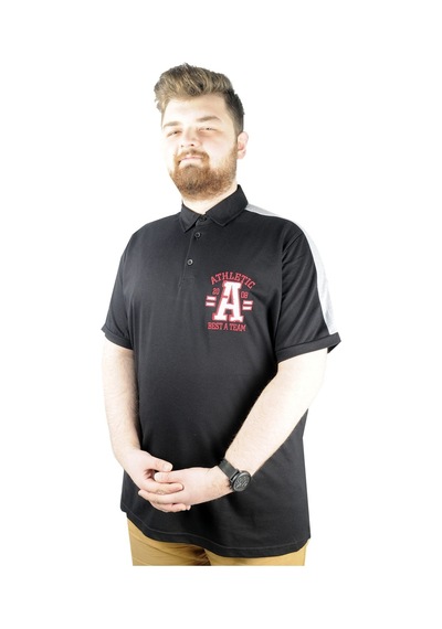 Mode Xl Büyük Beden Erkek T Shirt Polo Best Team 22307 Siyah 001
