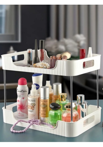Miapdella 2 Katlı Banyo Mutfak Ofis Ve Makyaj Düzenleyici Çok Amaçlı Masa Organizer Plastik Beyaz T Diğer