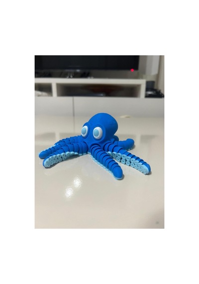 Setra 3d Studio Setra 3d Hareketli Mafsallı Dev Ahtapot - 17.5 Cm Büyük Boy - Mavi Renk Rahatlatıcı Figür