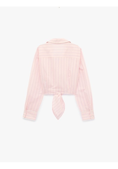 Koton Uzun Kollu Pamuklu Çizgili Poplin Gömlek Pınk Strıpe 6sak60270ew Pembe Çizgili