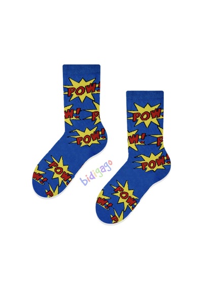Bidigago Pow Desenli Unisex Çocuk Çorap Lacivert