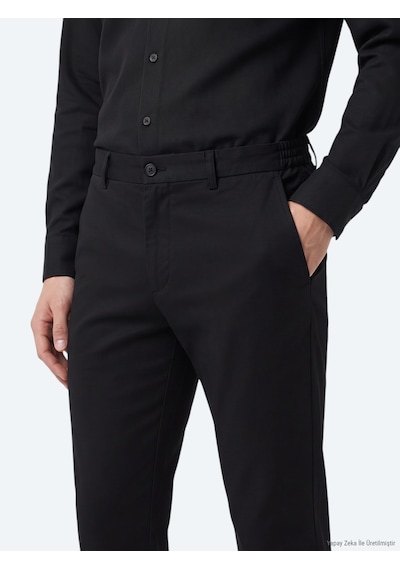 Kip Siyah Dokuma Jogging Fit Casual Pamuk Karışımlı Pantolon Siyah --