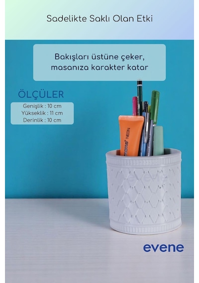 Kalemlik Masa Kalemliği Organizer Kalemlik Beyaz Renk Model 87 Çok Renkli