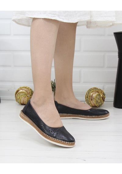 Nesil Shoes Syg P24 Siyah Hakiki Deri Kadın Ayakkabı-siyah Siyah